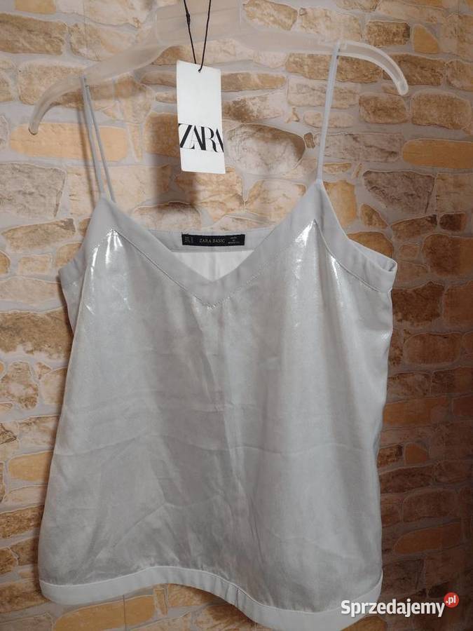 38M ZARA Srebrna bluzka pod marynarkę top z szary/srebrny
