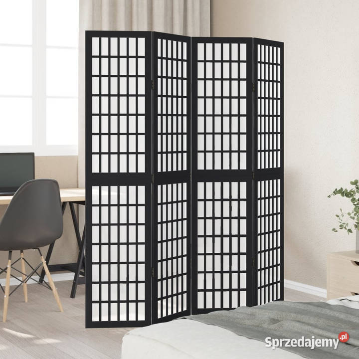 Parawan pokojowy 4panelowy czarny lite drewno Warszawa