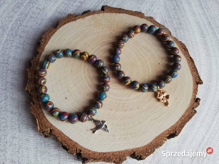 BRANSOLETKA KOLOROWY MALACHIT Z ZAWIESZKĄ Łódź