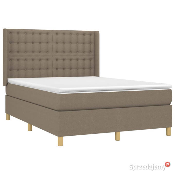 Łóżko kontynentalne z materacem taupe tkanina 147cm
