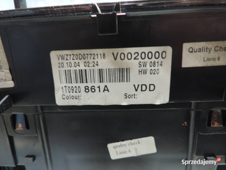LICZNIK ZEGARY VW TOURAN I 19 TDI 1T0920861A Rok produkcji 2004 Nowy Sącz
