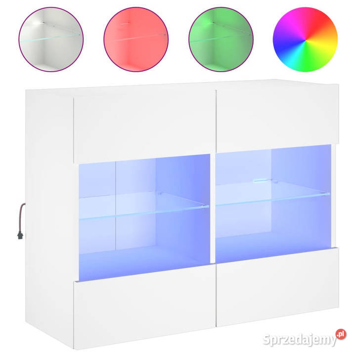 Ścienna szafka TV z LED biała 785x30x605