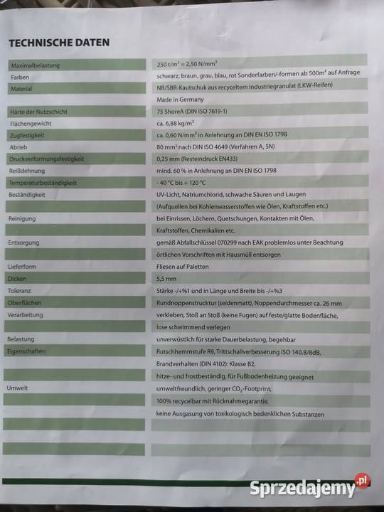 Sprzedam płyty gumowe lubuskie Kożuchów