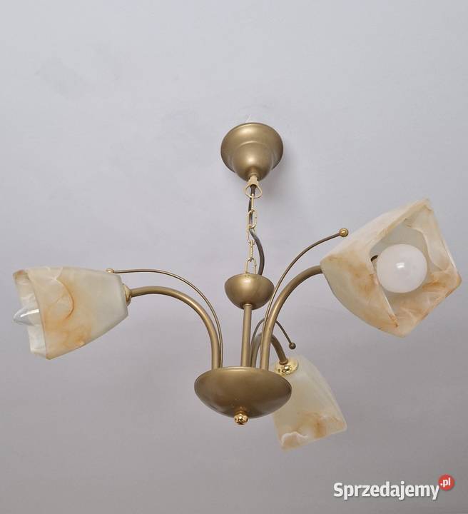 lampa sufitowa wisząca 3 klosze złota mosiądz Kraków