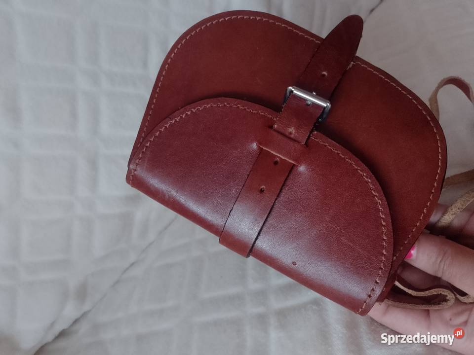 Real Leather Mała skórzana torebka listonoszka z Torby i torebki Kraków