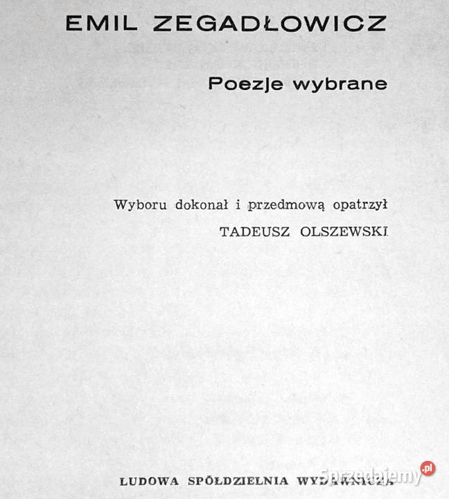 Poezje wybrane Emil Zegadłowicz Chełm