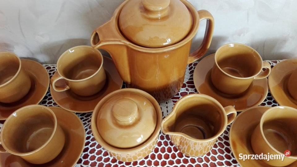 Serwis kawowy 6os Bartek Nowy porcelit Tułowice odcienie brązowego Białystok