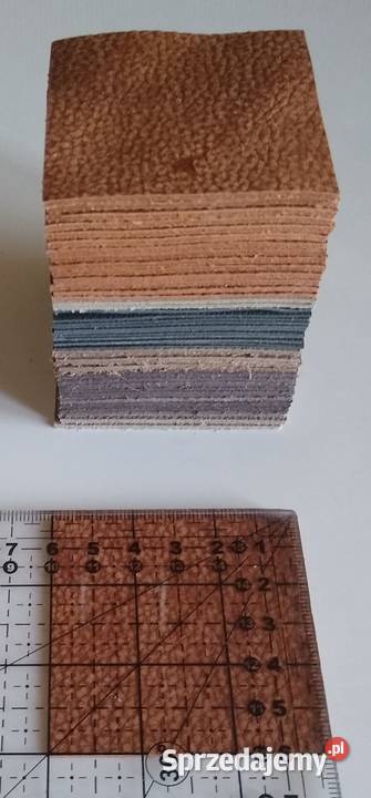 Skóra Kwadrat 6 x 6 50 sztuk Licowa Włoska Brąz Antyki, Sztuka, Kolekcje Gdańsk sprzedam