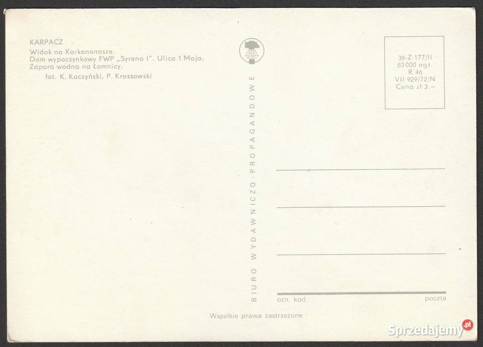 POLSKA KARPACZ MOZAIKA 4 WIDOKI 1972 BEZ OBIEGU Łódź