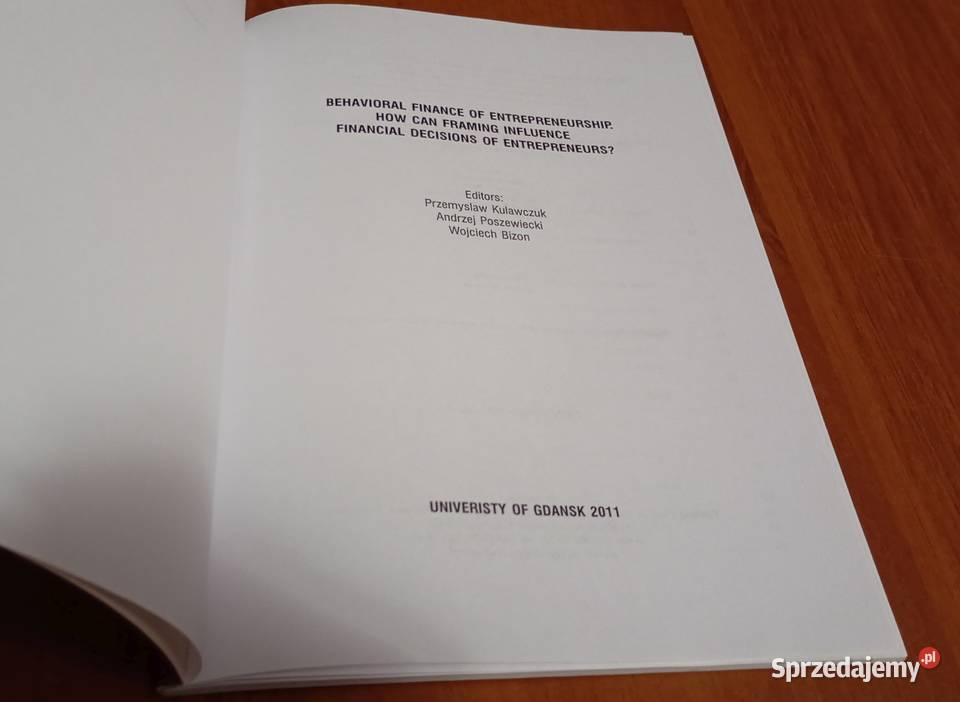 Behavioral finance of entrepreneurship Kulawczuk sprzedam