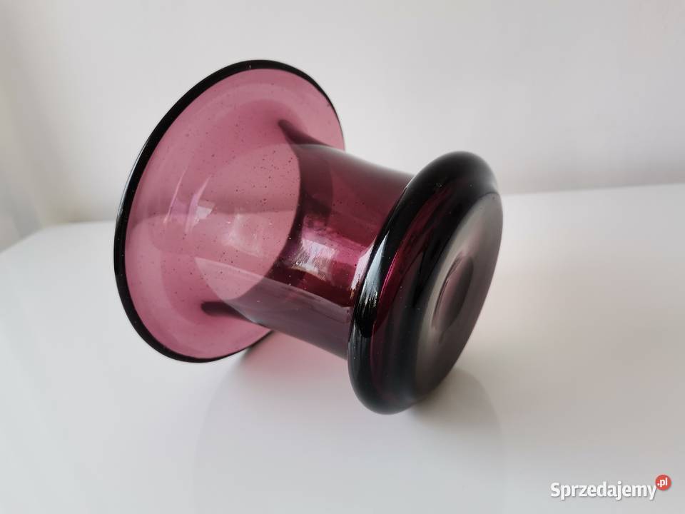 Stary fioletowy wazon forma szklana soczewka śląskie Katowice