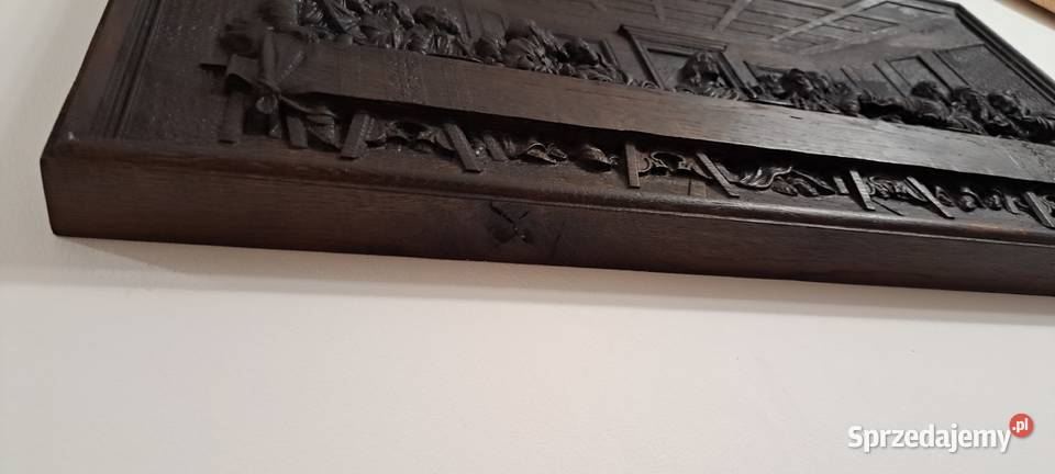 Płaskorzeźba w dębie Ostatnia Wieczerza prezent Malechowo