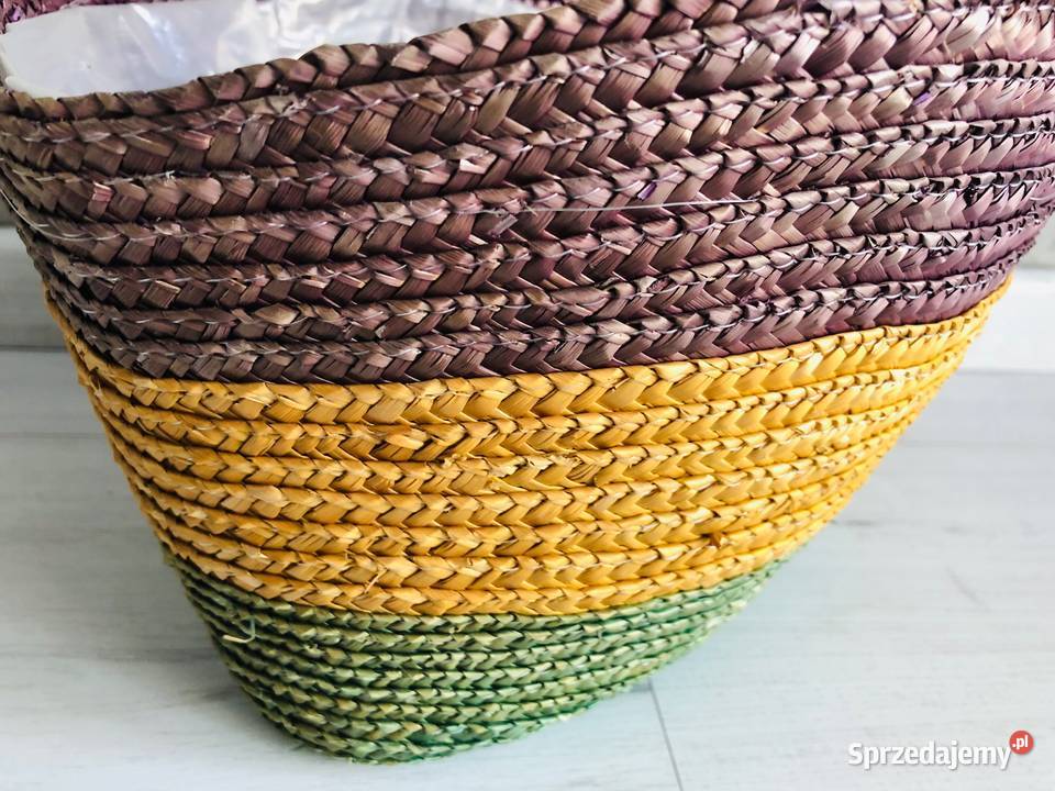 Koszyk torebka słomiana plecionka słomkowy wielokolorowy Łódź