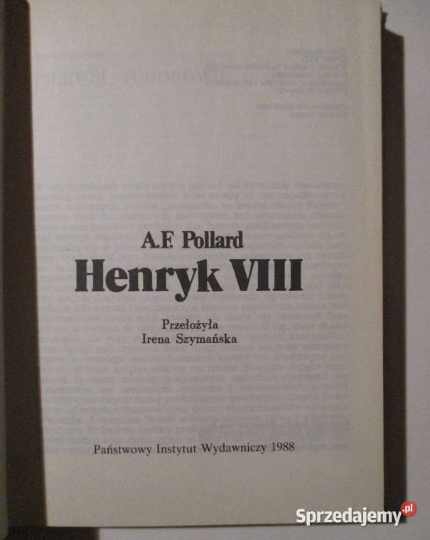 Henryk VIII A F Pollard Anglia Tudorhistoria Łódź