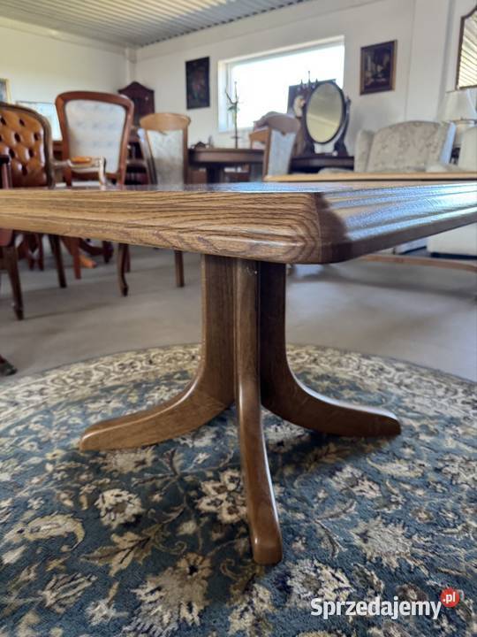 Kwadratowa dębowa ława na centralnej nodze warmińsko-mazurskie Ełk