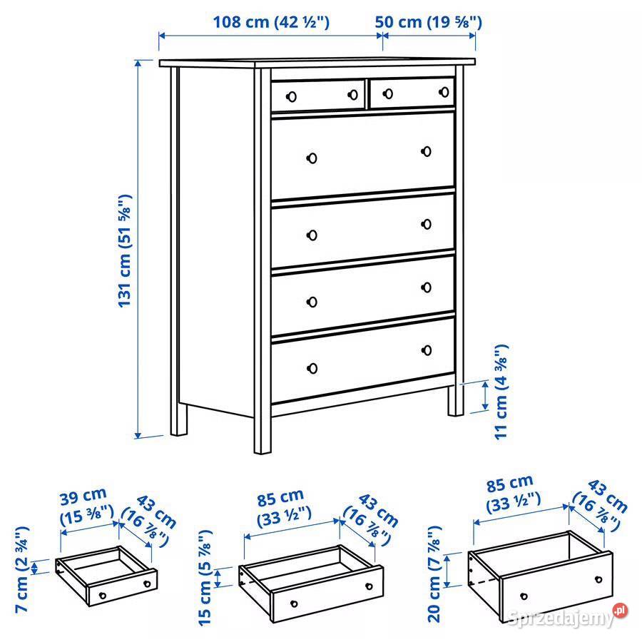 Komoda IKEA HEMNES 6 szuflad lite drewn Góra Bałdrzychowska-Kolonia