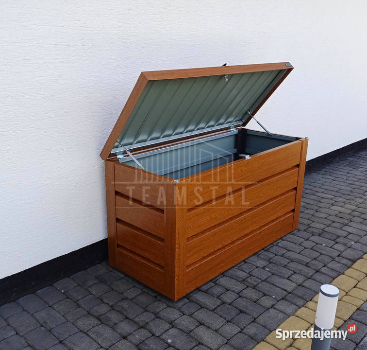 Skrzynia ogrodowa metalowa kufer 150x60x70 złoty
