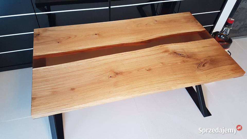 Stolik kawowy dębowy stolik żywica rzeka