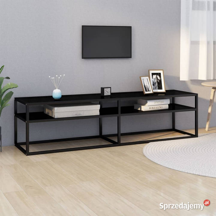 Szafka pod TV czarna 160x40x405 hartowane szkło mazowieckie Warszawa