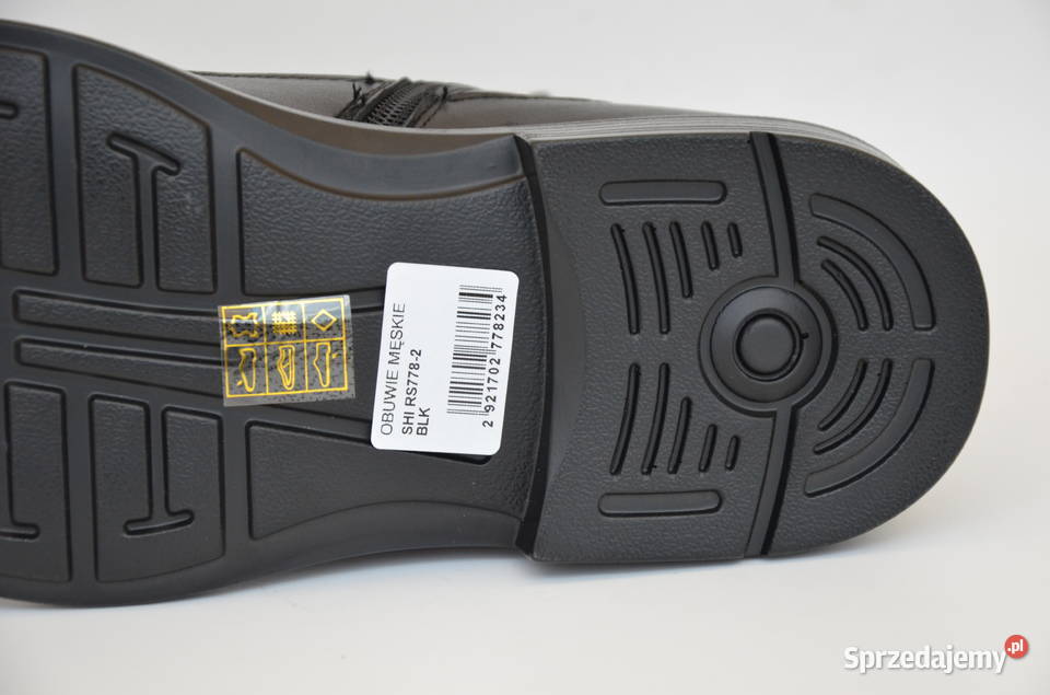 Męskie skórzane czarne trzewiki rozmiar 44 7782 29cm