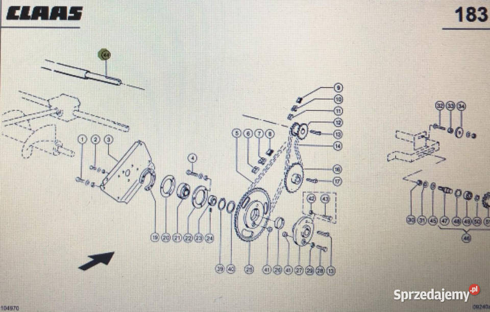 Wałek podajnika zboźowego Claas Mega 370340 Jastrzębniki sprzedam