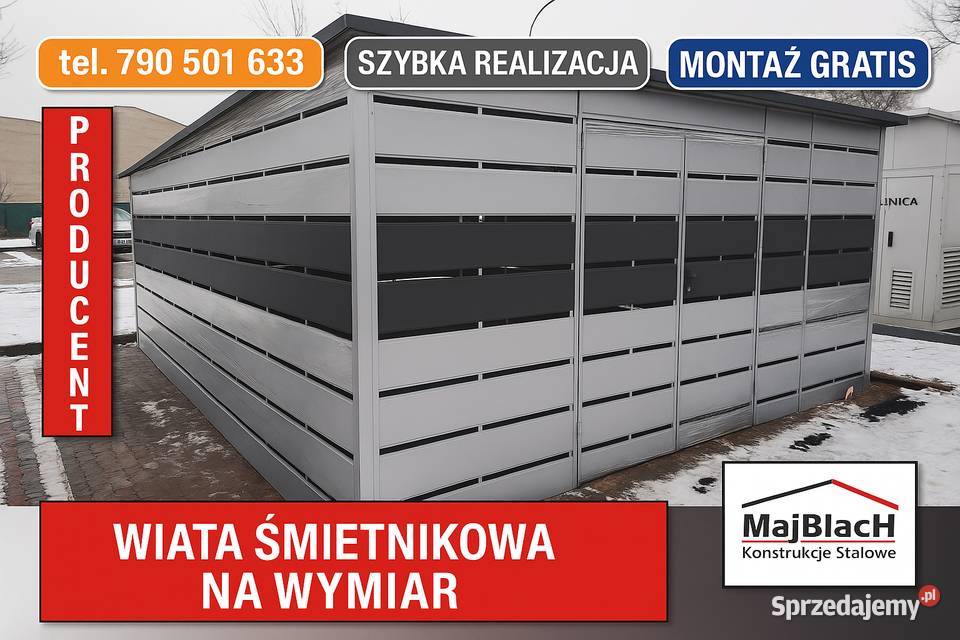 Wiata Śmietnikowa Biała Magazyn ŚMIETNIK Braniewo