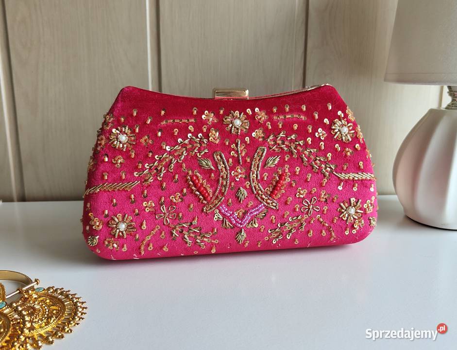 Mała czerwona torebka kopertówka wyjściowa welur Kopertówka  Szczecin