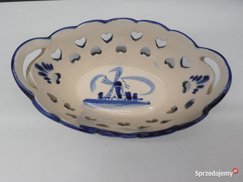 Koszyczek Delft Blue Ażurowy Serduszka Ceramika Raszków