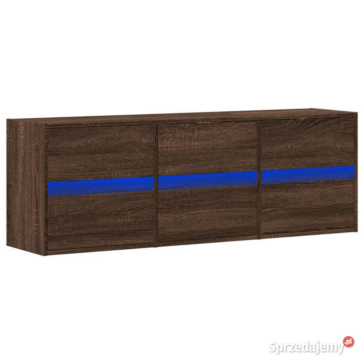 Ścienna szafka TV z LED brązowy dąb 130x31x45 Warszawa