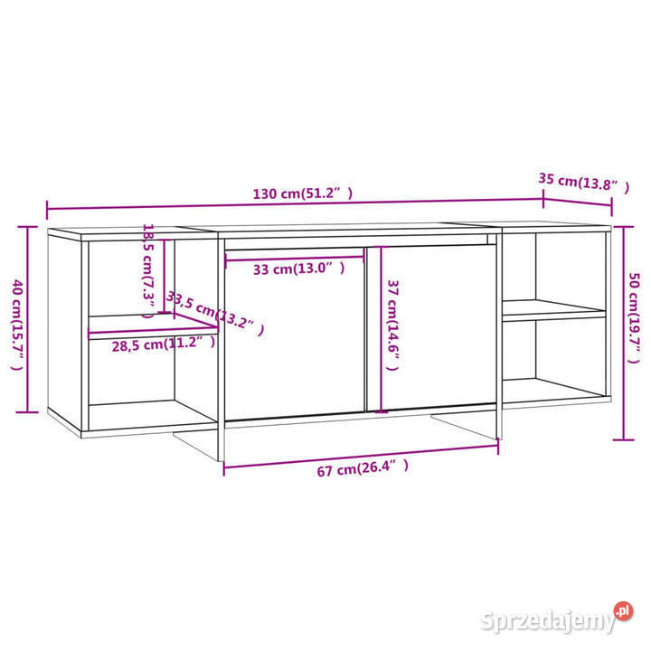 Szafka pod TV szary dąb sonoma 130x35x50 Warszawa