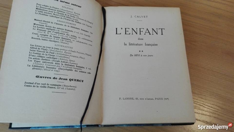 Lenfant dans la littrature franaise 2 J Calvet Gdańsk