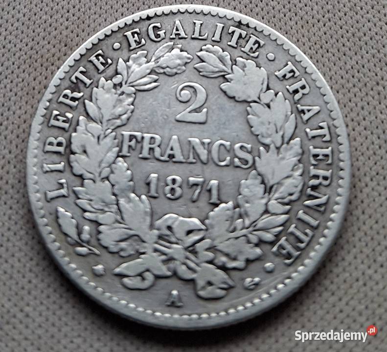 FRANCJA 2 FRANKI1871 r APARYŻ SREBRO O835CERES Legionowo sprzedam