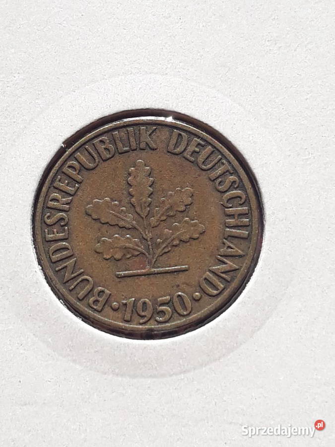 10 Fenigów RFN 1950 r men F 1 Numizmatyka wielkopolskie Konin