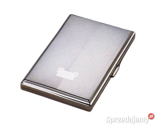 Srebrna Metalowa Papierośnica z Metalowymi Ostrowy nad Okszą