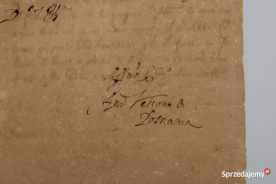 List Biskup Andrzej SZOŁDRSKI Poznań 1641 sprzedam