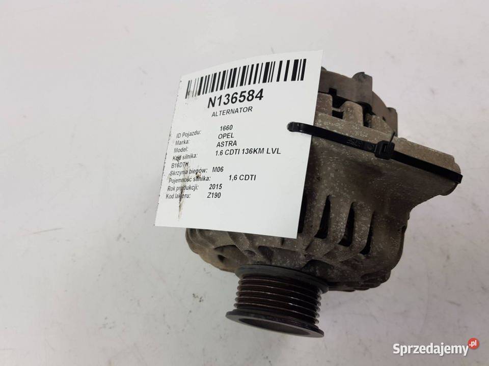 ALTERNATOR 140A 13586366 OPEL ASTRA J 16CDTI osobowe Pozostałe kujawsko-pomorskie Lipno