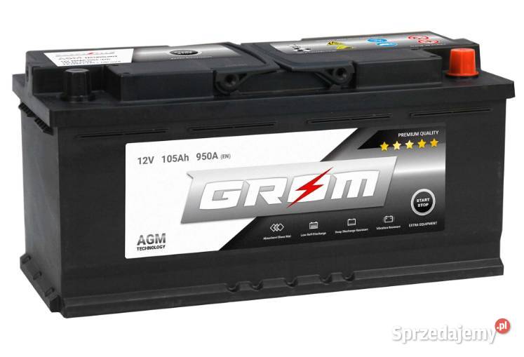 Akumulator 105Ah 950A Grom AGM startstop P Kościerzyna