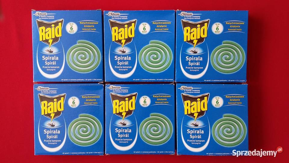 Raid Spirala przeciw komarom 10 sztuk NOWA Duża