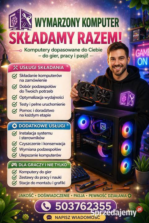 Składanie komputerów do gier i pracy montaż Bydgoszcz