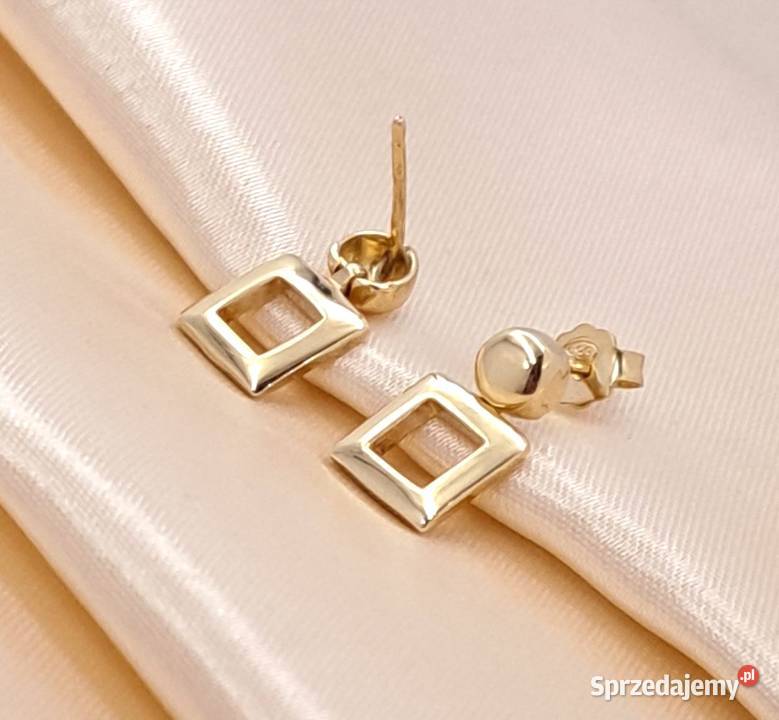 25 Kolczyki Złote pr585 Kwadraty na sztyftach wielkopolskie Poznań sprzedam