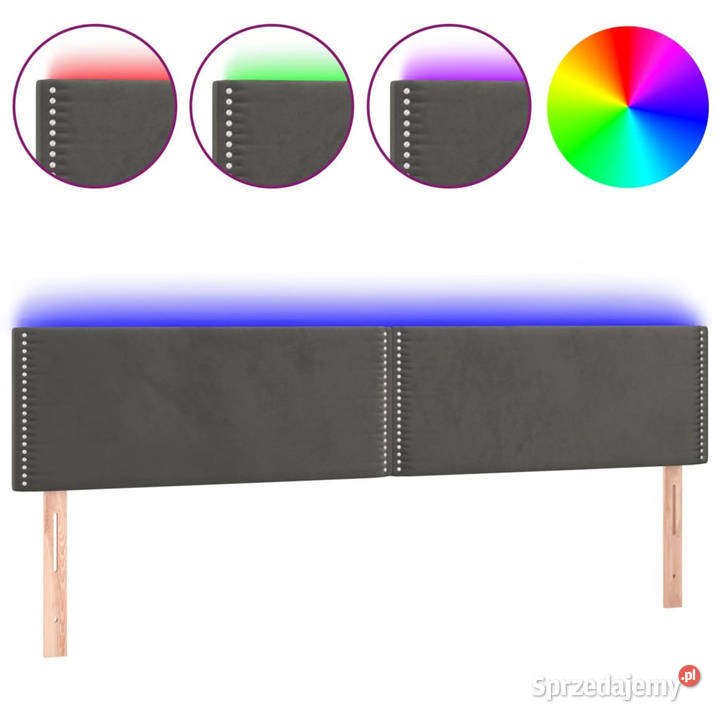 Zagłówek do łóżka z LED ciemnoszary 160x5x7888 mazowieckie Warszawa