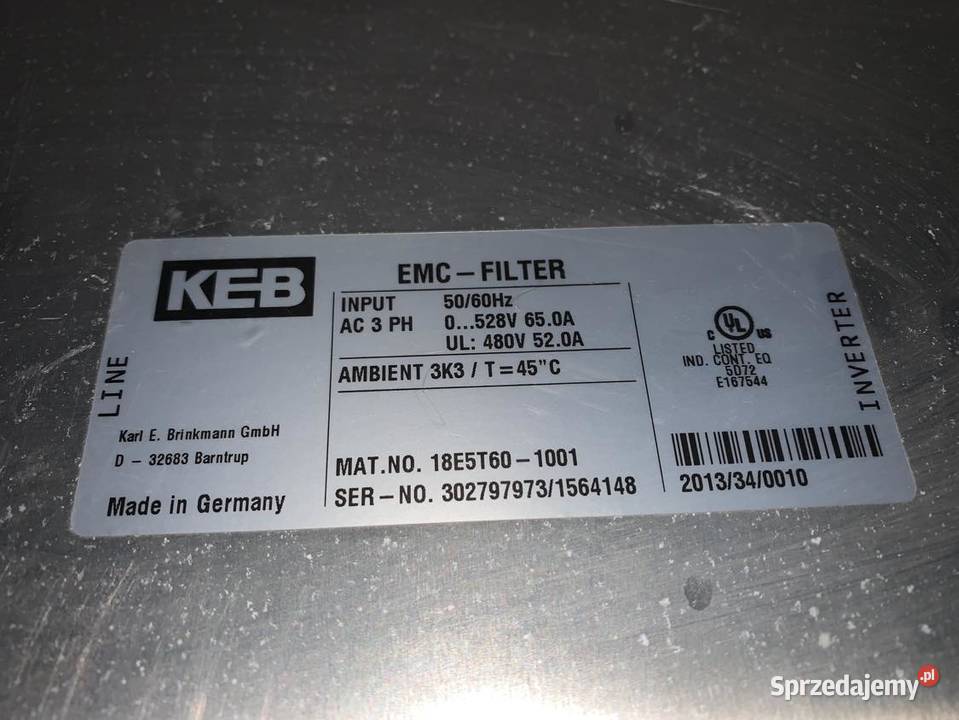 KEB EMCFilter 18E5T601001 Used