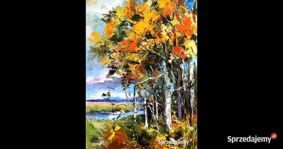 Kowalik Jesień II 30x40 obraz olejny pejzaż mazowieckie Warszawa sprzedam