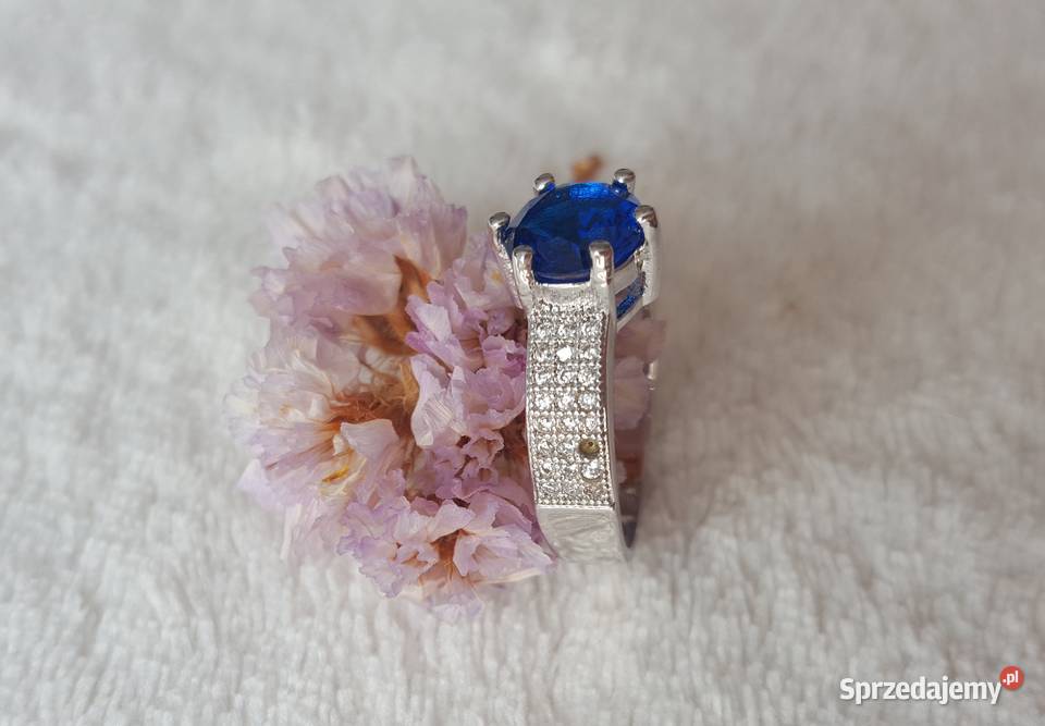 Nowy pierścionek srebrny kolor niebieska Pierścionki zachodniopomorskie Szczecin