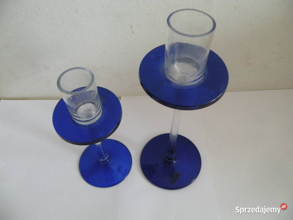 Świeczniki szkło z PRLu Andrychów