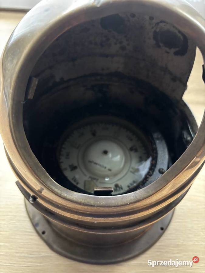 Stary mosiężny kompas kardanowy binnacle morski Pozostałe Szczecin