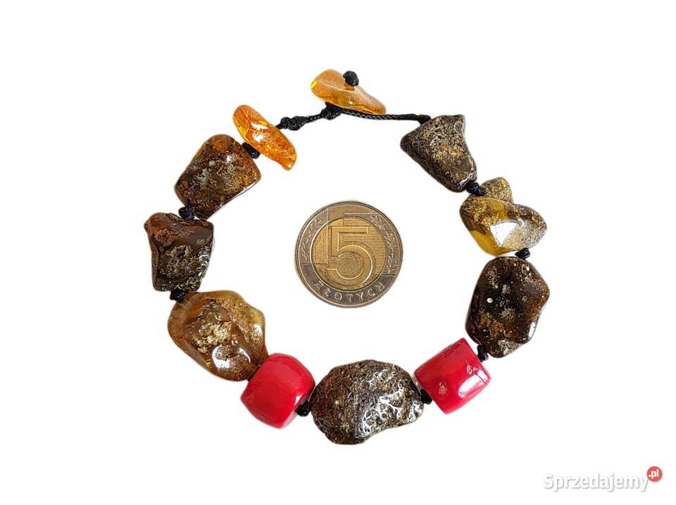 7577 Bransoletka z Bursztynami i Koralami Kędzierzyn-Koźle