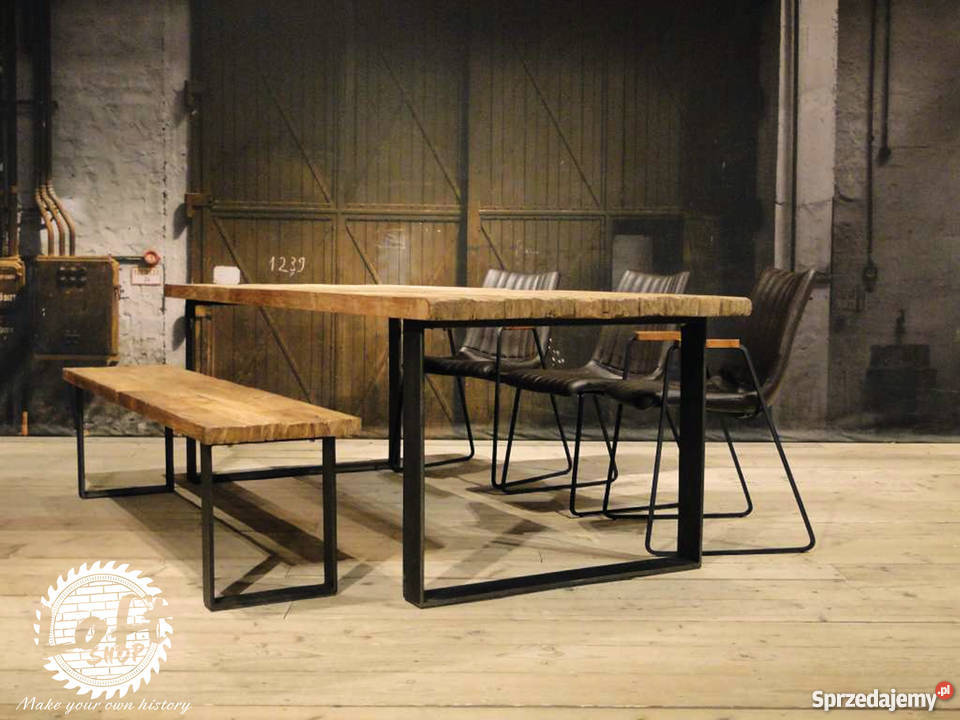 Stół loftowy industrialny ze stali i drewna dolnośląskie Wrocław