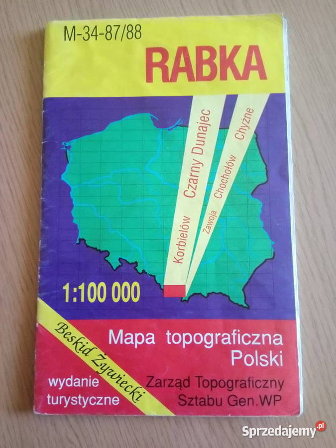 Mapa topograficzna Rabka 1994r 1100 000 śląskie sprzedam