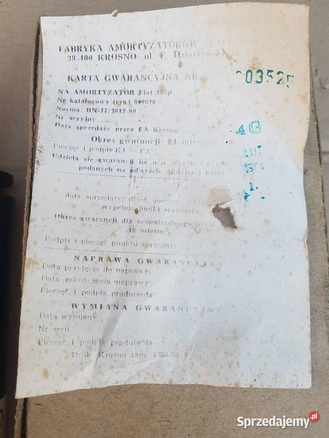 amortyzatory tył fiat 125p 1985 nowe Gdańsk